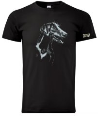 MEN'S T-SHIRT   ,,DOBRMAN ČERNOBÍLÝ,,