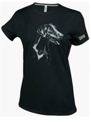 FRAUEN T-SHIRT ,,DOBRMAN  ČERNOBÍLÝ,,